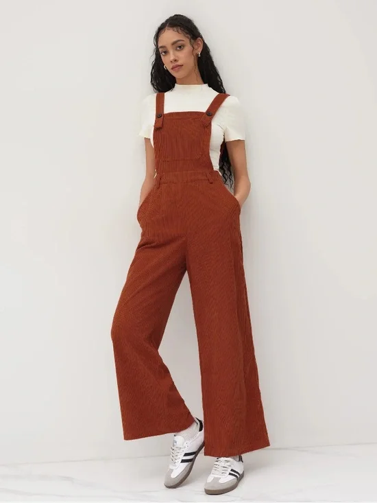 Corduroy Wide Leg Jumpsuit (Yellow) - Picture 5 of 5